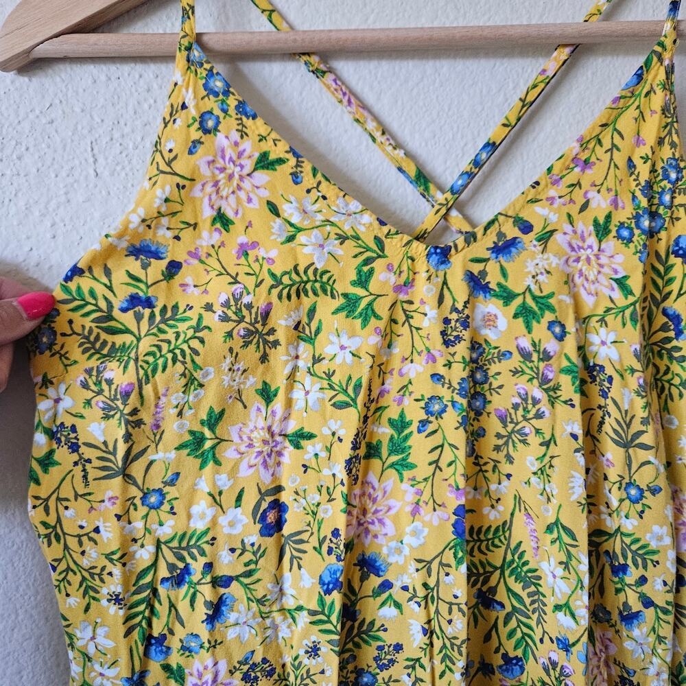 Old Navy V-Neck Maxi Shift Dress for Women Small Yellow Floral - Picture 3 of 9